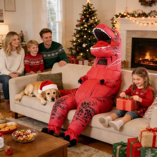 Funny Inflatable Dinosaur Costume for Adult and Kids,Blow Up Dinosaur Costume for Halloween Cosplay Party