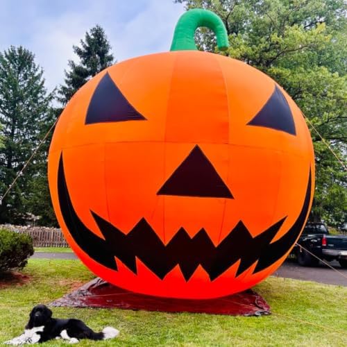 Giant 20Ft Premium Halloween Inflatable Pumpkin Decorations with Blower, Blow up Halloween Decorations Outdoor Holiday Decor for Outdoor Yard Lawn Halloween Party (Without Build-in LED Lights)