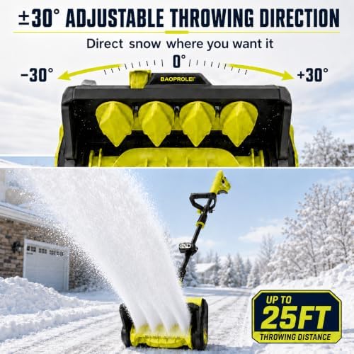 Cordless Snow Shovel, 13Inch Electric Snow Blower with 3 * 4.0 Ah Battery and Charger, Battery Powered Snow Removal with 25FT Throw Distance for Driveway,Steps, Patio, Sidewalk