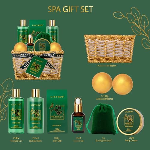 10Pcs Eucalyptus Spa Bath Gifts Set Premium Spa Gift Basket for Women & Men