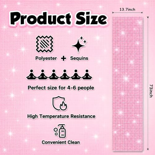Disco Party Decorations - Pink Glitter Disco Table Runner