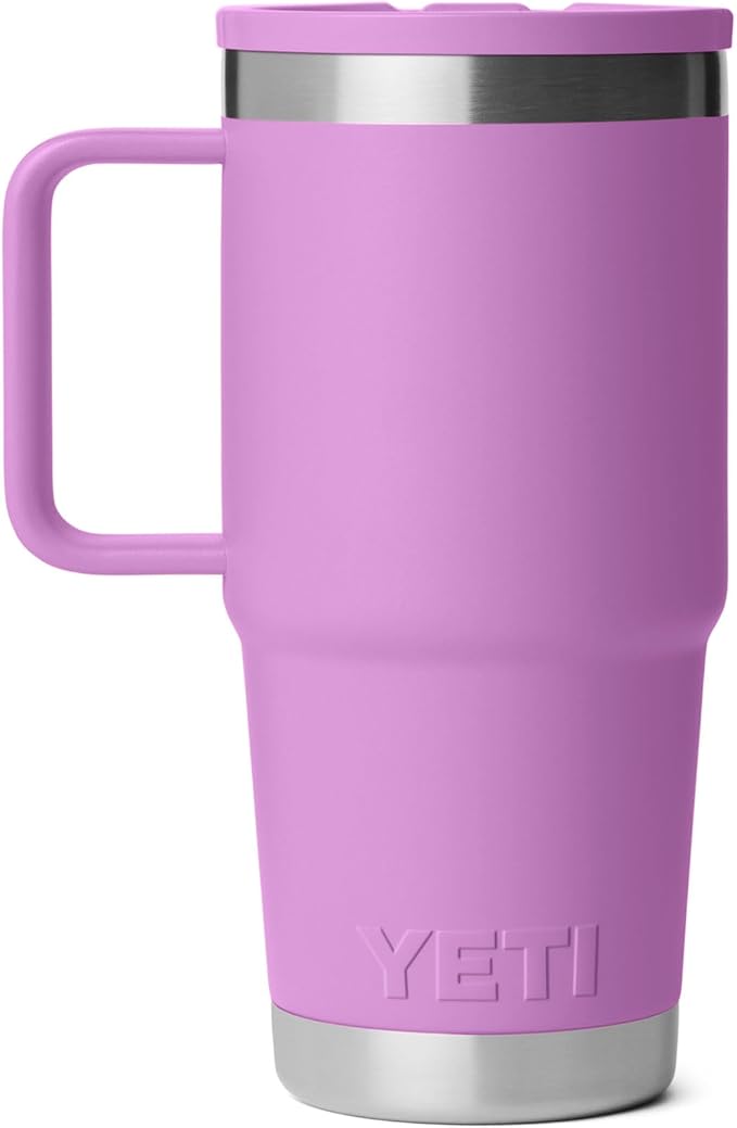 YETI Rambler 20 oz Travel Mug with Flip Straw Lid – Stainless Steel, Vacuum Insulated, Leakproof, Cup Holder Friendly, Desert Bloom