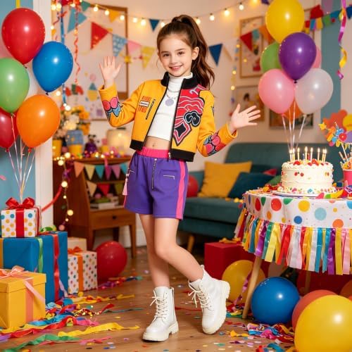 Pop Star Costume Kids Girls Stage Outfit Halloween Costumes with Accessory