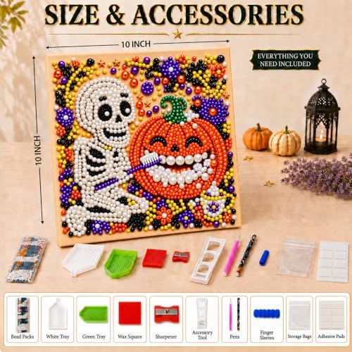 Diamond and Pearl Art Kits for Adults, Halloween Decorations, Framed Decor