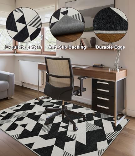 chakme Office Chair Mat for Hardwood Floor, 72"x48" Easy Glide Computer Desk Mat Protector for Rolling Chair Under Desk Rug Nonslip Backing, Machine Wash, (Geometry)