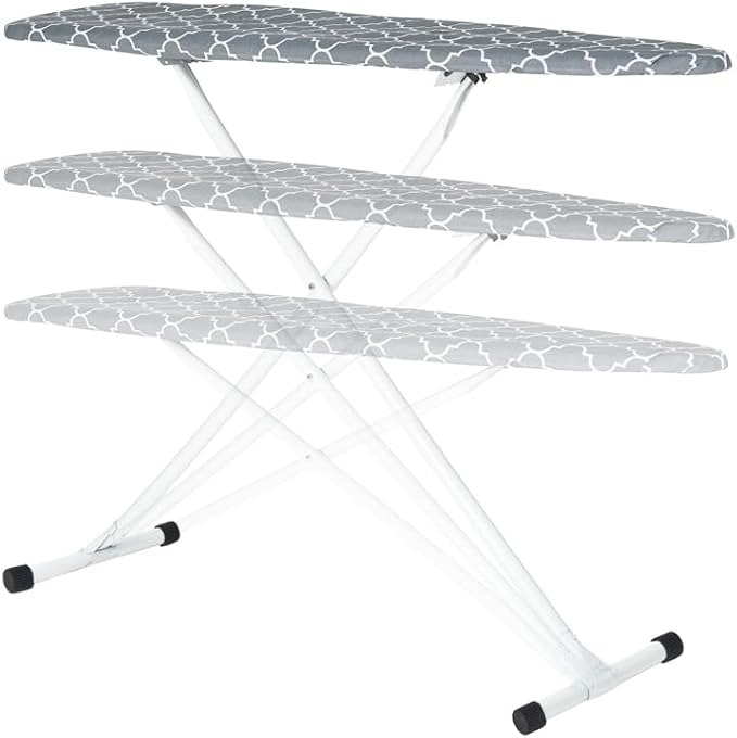 Seymour Full Size Ironing Board with Cover & Pad – USA-Made with Enhanced Grip Feet for Extra Stability – Adjustable Steel T-Legs 35" High – Perforated Top – Durable Iron Board for Home