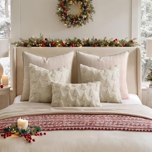 MIULEE Christmas Throw Pillow Covers Beige Set of 2 24x24