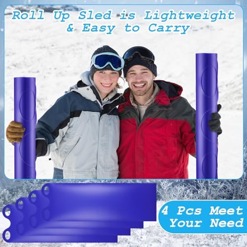 Leyndo 4 Pcs 54" Snow Sled Mat Rollup Flexible Lightweight for Adults