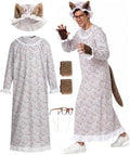 Big Bad Wolf Costume Adult, 5-Piece Granny Wolf Outfit for Men and Women