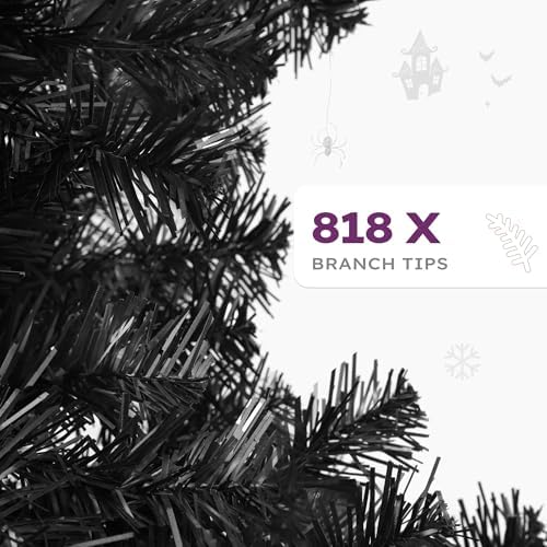 YITAHOME 6ft Black Halloween Artificial Christmas Tree with 818 Branch Tips