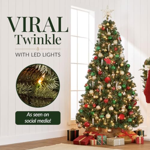 Best Choice Products 7.5ft Artificial Christmas Tree with LED Twinkling Lights, Pre-Lit Spruce Realistic Holiday Xmas Décor, 550 Lights, 1,346 Tips