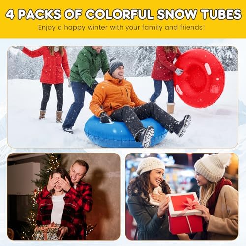 Shappy 3 Pack Inflatable Snow Tubes Handles