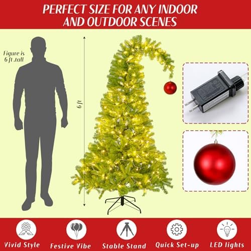 Seenelling 7.5 FT Lime Green Christmas Tree Prelit Whimsical Artificial