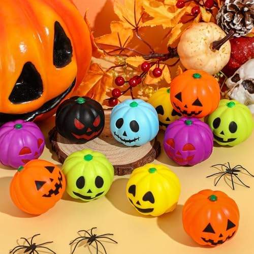 Libima 36 Pcs Halloween Pumpkin Balls Bulk Colorful Toy