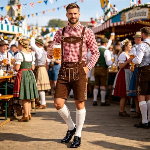 ALIZIWAY Halloween Oktoberfest Outfits Men with Necklace Socks Accessories