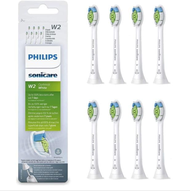 Philips Sonicare Optimal Whitening White BrushSync Heads (Compatible with All Philips Sonicare Handles), 8 Count (Pack of 1)
