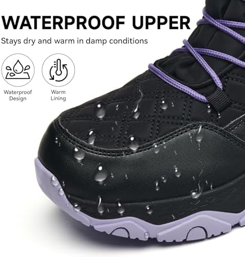 Snow Boots for Women Waterproof Mid-Calf Booties Winter Hiking Boot Durable Warm Winter Outdoor Footwear Fur Lined Boot Non-Slip Climbing Shoes
