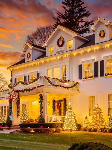 Solar Christmas Lights Outdoor 6 Pack 228FT 600LED String Lights Warm White