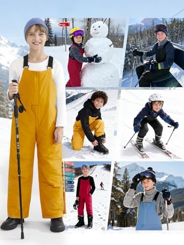 Haloumoning Boys Snow Bibs Kids Ski Pants 5-14 Years