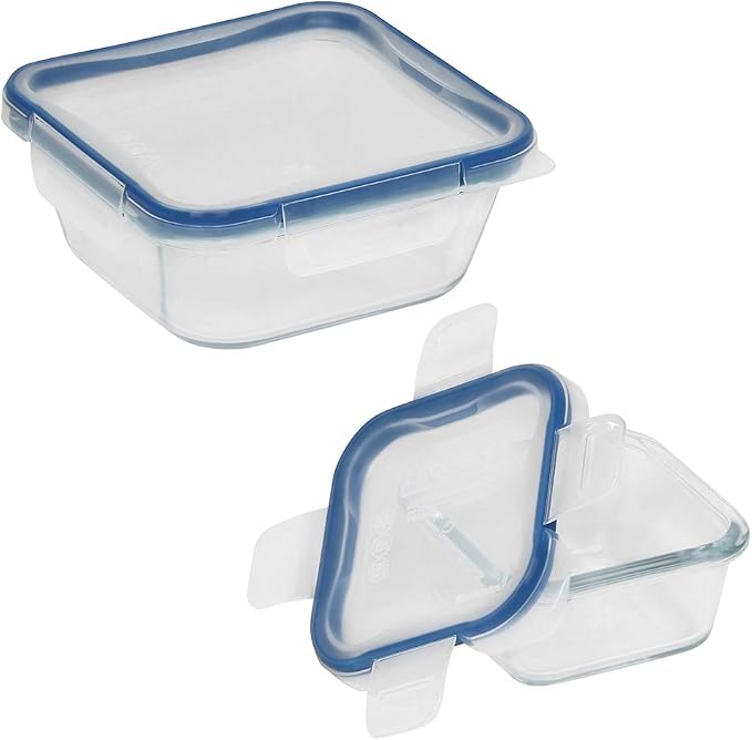 Snapware Total Solutions (2-Pack, 1 & 4 Cup) Glass Food Storage Containers Set, Airtight & Leakproof Locking BPA-Free Lids, Freezer Dishwasher Microwave Safe