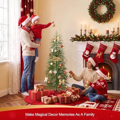 VeriNaTural Unlit Christmas Tree 5ft, Skinny Slim Pencil Xmas Tree