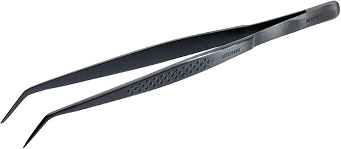 Mercer Culinary 18-8 Stainless Steel Precision Plus Chef Plating Tong, Fine Point, 6-1/8 Inch, Matte Black