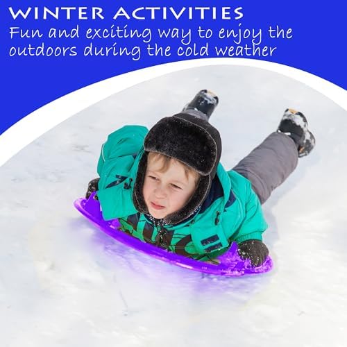 Slippery Racer Heavy-Duty Cold Resistant Downhill Pro Adults and Kids Plastic Outdoor Winter Saucer Disc Snow Sled with Handles