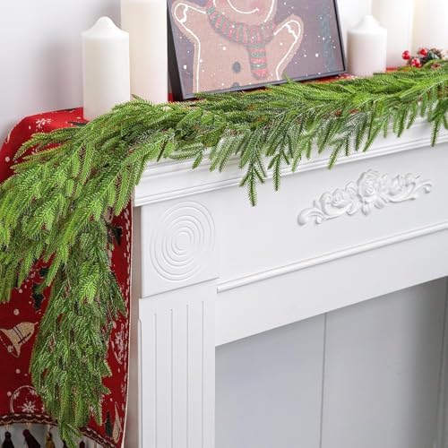 4 Pcs Christmas Norfolk Pine Garland, 6 Ft Realistic Pine Garland Ornament
