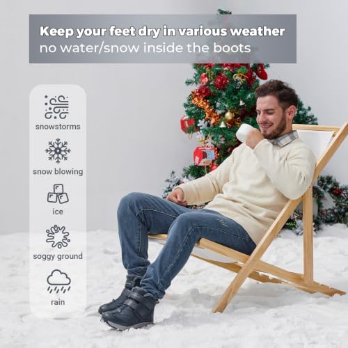 FitVille Mens Extra Wide Snow Boots Outdoor Mens Winter Wide Boots, Lightweight Wide Width Mens Winter Boots Waterproof Insulated V3