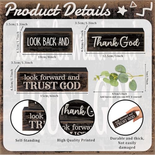 Lineshading 4 Pcs Christian Wooden Block Signs Farmhouse Centerpiece