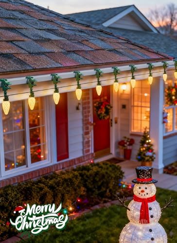 C9 Christmas Lights Outdoor, 102FT 150 LED String Lights with Spring Clips