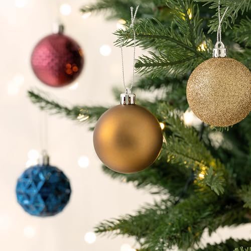 Valery Madelyn Christmas Tree Decorations Ornament Set, 50ct 2 Inches Bronze Copper Purple Shatterproof Christmas Ball Ornament Hanging Xmas Holiday Party Decor