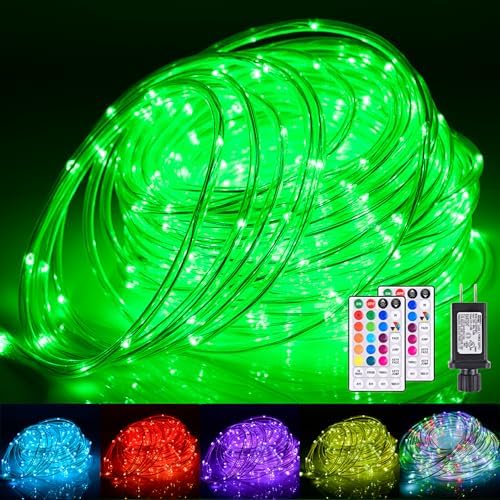 Nazuwke 66Ft LED Rope Lights Outdoor, String Lights Plug in with Remotes