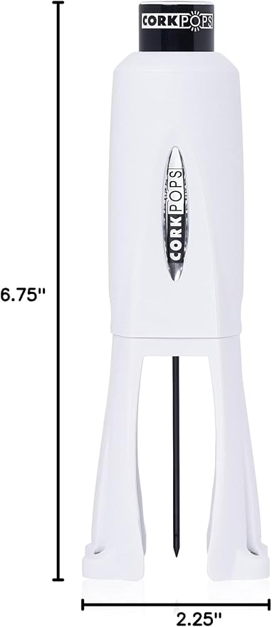Cork Pops Legacy Wine Opener Built-in 4-Blade Foil Cutter Safe Cork Removal, Effortless Push Button Use, Needle Guard for Safety, Low-Pressure Cartridge Opens Up To 60 (White, With 1 Cartridge)