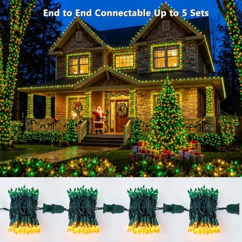 BrizLabs Christmas Lights, 100 Count 19.7ft Yellow & Green String Lights