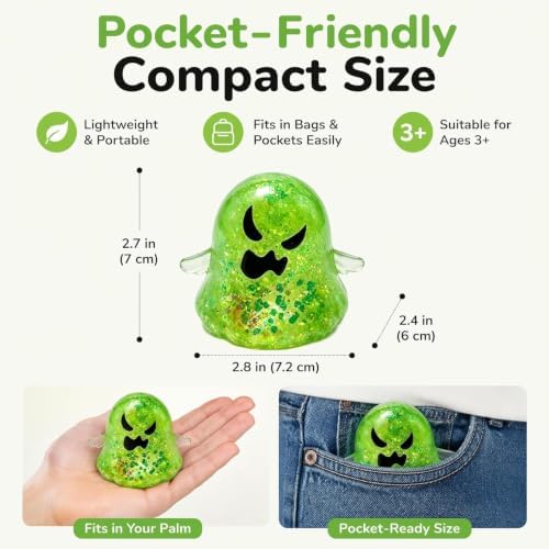 Halloween Spooky Super Soft Stress Balls | Squishy Sensory Squeeze Toy Relief Fidget Gift for Women Men Horror Holiday & Birthday Gift Party Favor(Green)