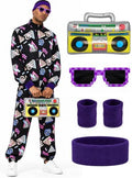 Men's 80s Outfit, Neon Retro Tracksuit for Halloween Party Costume