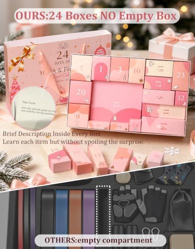 2026 Christmas Advent Calendar for Women, 24 Day Yoga Pilates Gift Set