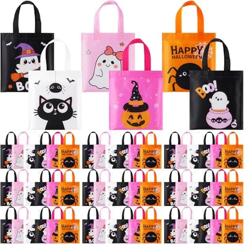 Sweetude 120 Pcs Halloween Tote Bags Bulk Halloween Trick Treat with Handle