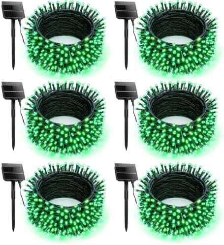 6 Pack 600LED Solar Christmas Lights Outdoor Waterproof, Green 240 FT