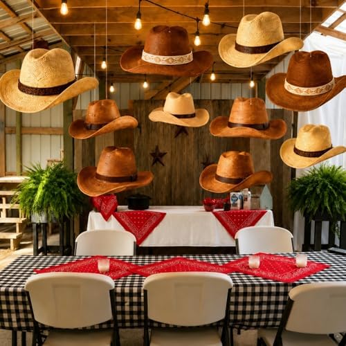 Epakh 18 Pcs Cowboy Hat Hanging Decor Western Cowboy Party Decorations