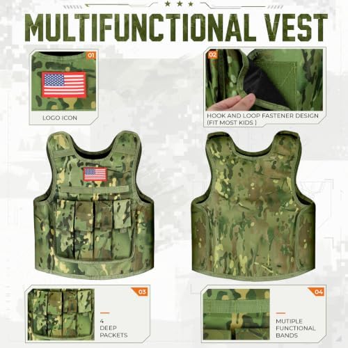 Metemot Kids Army Costume for Boys, Soldier Boys Halloween Costume Age 3-12