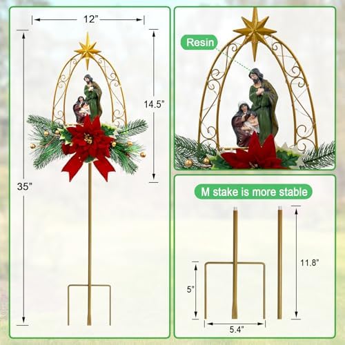 Nativity Scene Figurine Star Garden Stakes,Christmas Outdoor Decorations