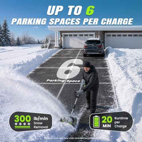 20V Cordless Snow Shovel, 13" Snow Blower for Driveway/Steps/Patio/Sidewalk