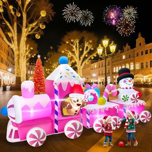 Kalolary 11FT Long Christmas Inflatable Train Outdoor Decoration