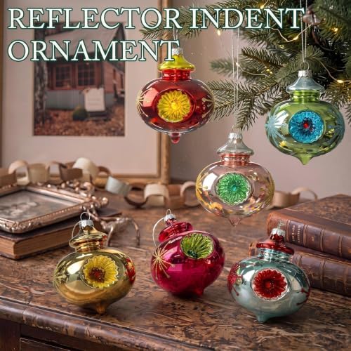 Junkin 12 Pcs Vintage Glass Christmas Ornaments,Hanging Decor, Elegant