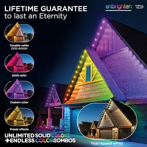 Enbrighten Eternity Permanent Outdoor Lights, 50ft, 36 Lights