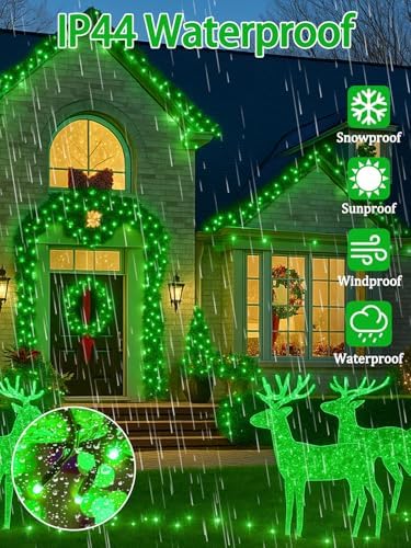 2 Pack 200 LED Christmas Lights 13 Modes Extendable Christmas Tree Lights