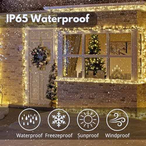 KAQ 4pack 400LED Solar String Lights Outdoor Waterproof Warm White