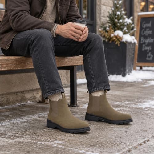 Cestfini Chelsea Boots Men Slip-On Western Hiking Boots